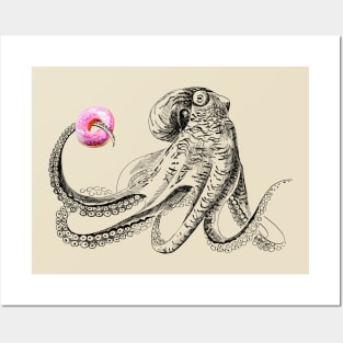 octopus with donut Posters and Art